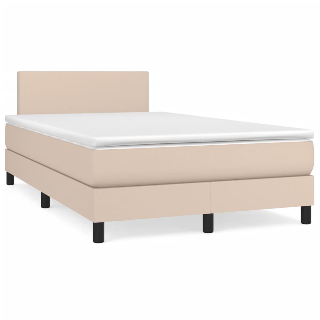 Boxspring met matras kunstleer cappuccinokleurig 120x190 cm is nu te koop bij PeponiXL, paradijselijk wonen!
