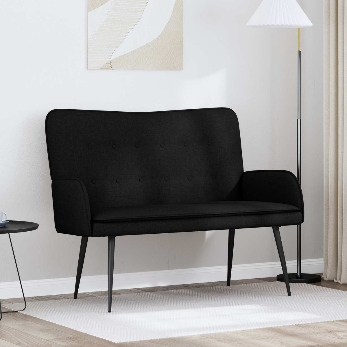 2-Zits Sofa Zwart 115 x 61 x 87 cm Stof is nu te koop bij PeponiXL, paradijselijk wonen!