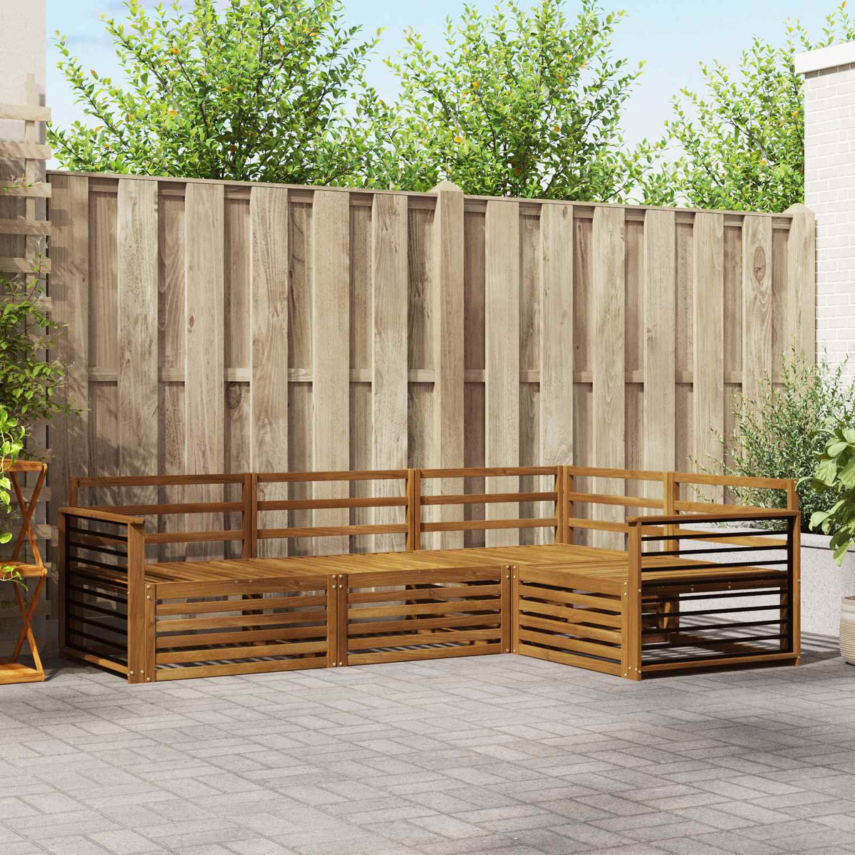 Buiten bankenset 4 pcs Naturel Massief Acaciahout is nu te koop bij PeponiXL, paradijselijk wonen!