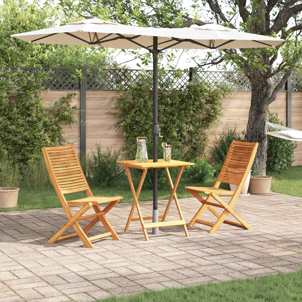 Vouw Bistro Set 3 pcs Bruin Massief Acaciahout is nu te koop bij PeponiXL, paradijselijk wonen!