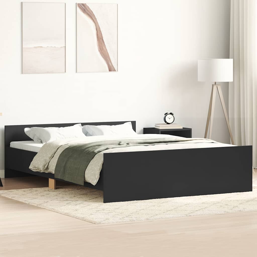 Bedframe met hoofd- en voeteneinde zwart 140x190 cm is nu te koop bij PeponiXL, paradijselijk wonen!