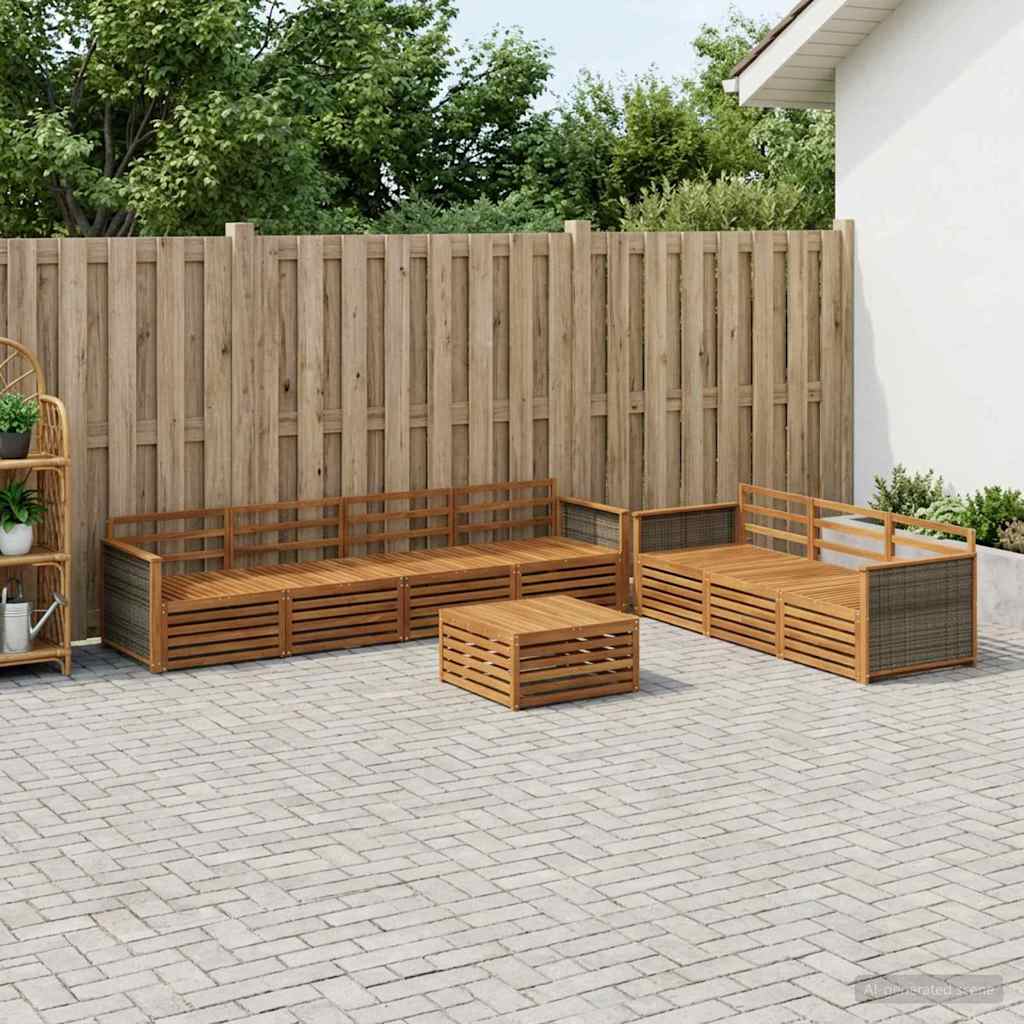 Buiten bankenset 8 pcs Naturel Massief Acaciahout is nu te koop bij PeponiXL, paradijselijk wonen!