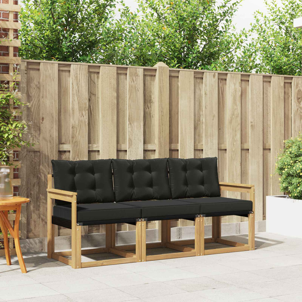 Buiten bankenset met kussen 3 pcs Wit en zwart is nu te koop bij PeponiXL, paradijselijk wonen!