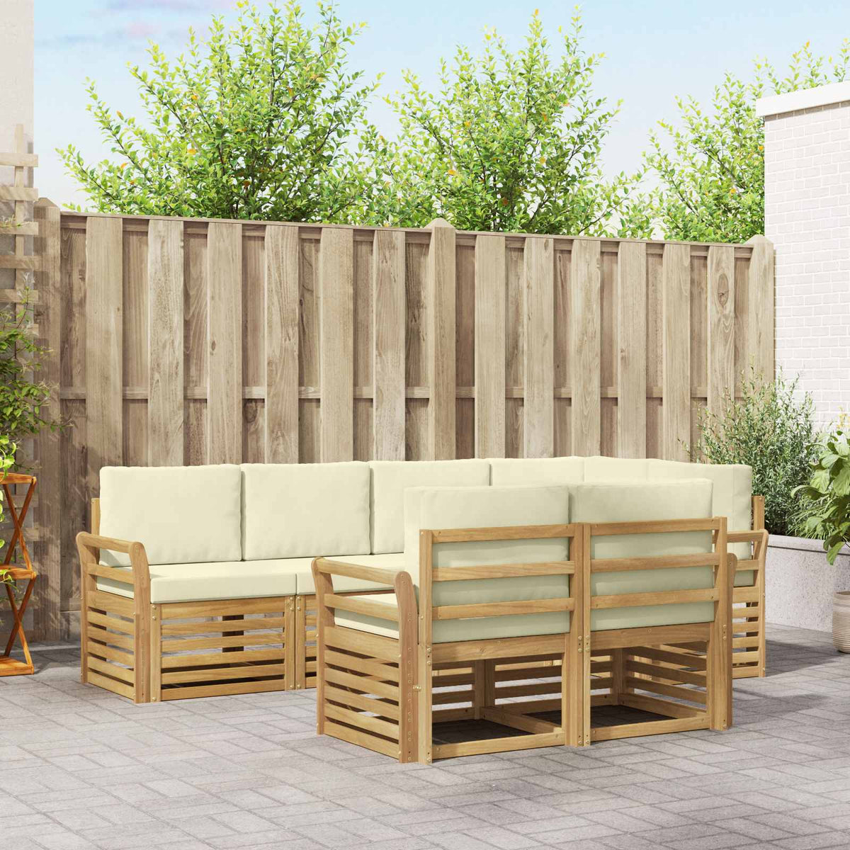 Buiten bankenset 7 pcs Wit en crèmekleurig 249 x 130,5 x 73 cm is nu te koop bij PeponiXL, paradijselijk wonen!