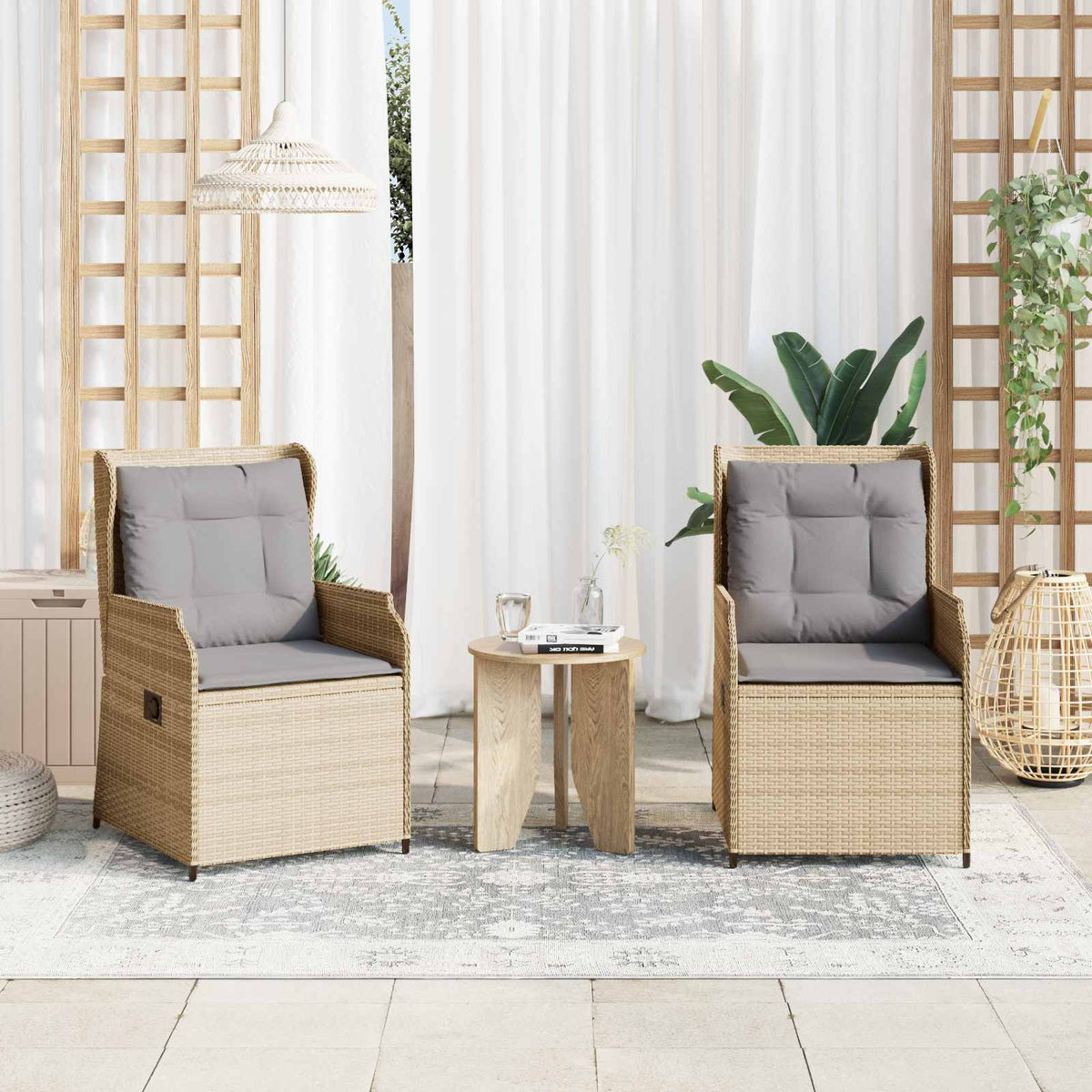 Tuinbank 2 pcs Beige poly rattan is nu te koop bij PeponiXL, paradijselijk wonen!