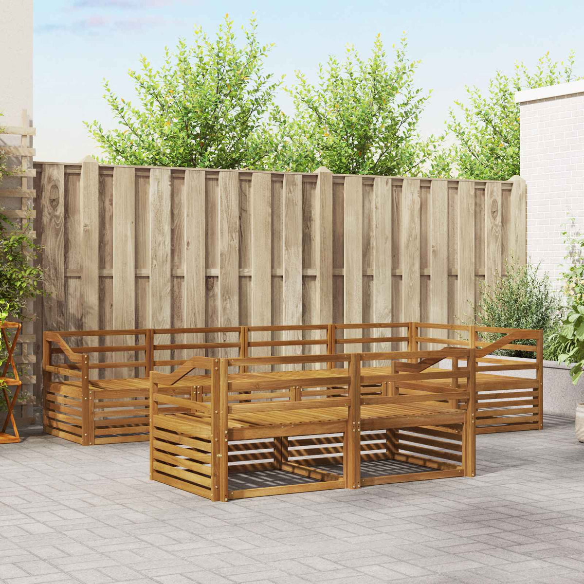 Buiten bankenset 7 pcs Naturel Massief Acaciahout is nu te koop bij PeponiXL, paradijselijk wonen!
