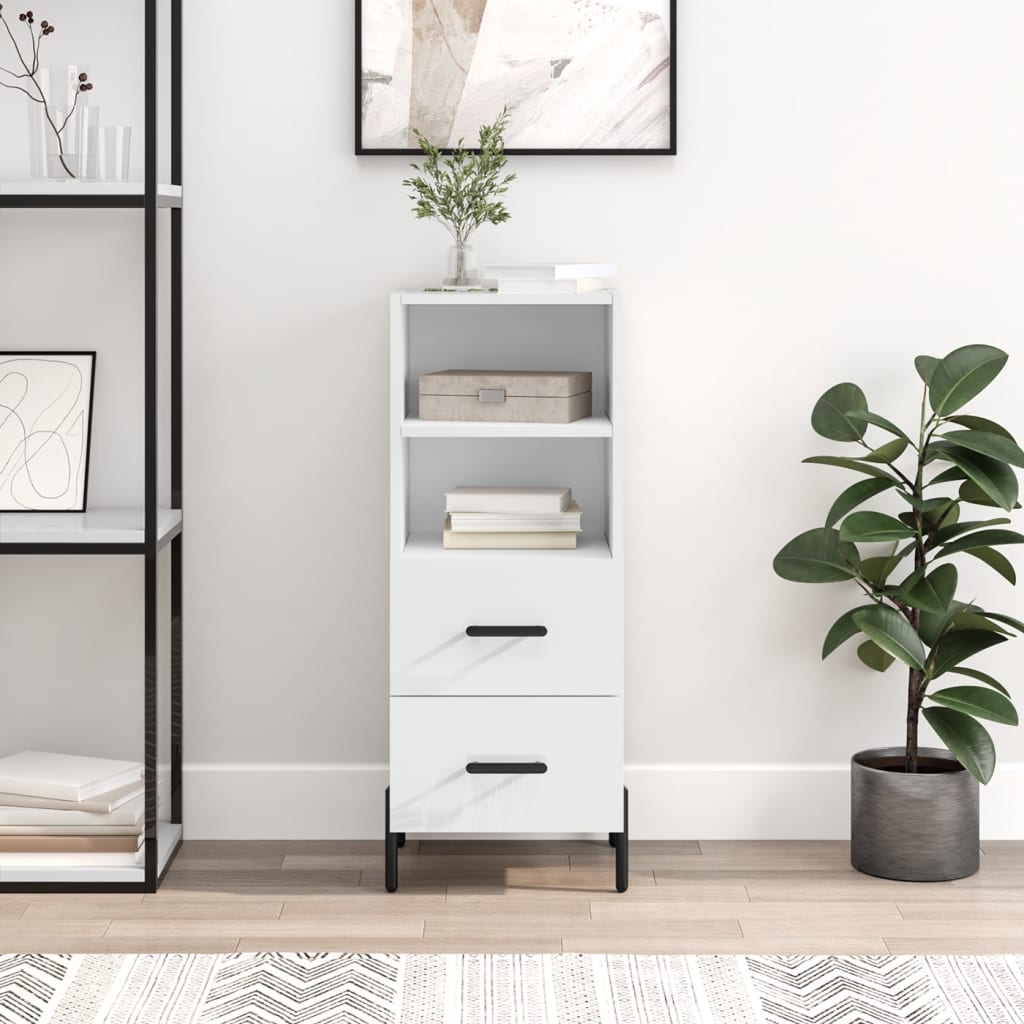 Dressoir 34,5x34x90 cm bewerkt hout hoogglans wit is nu te koop bij PeponiXL, paradijselijk wonen!