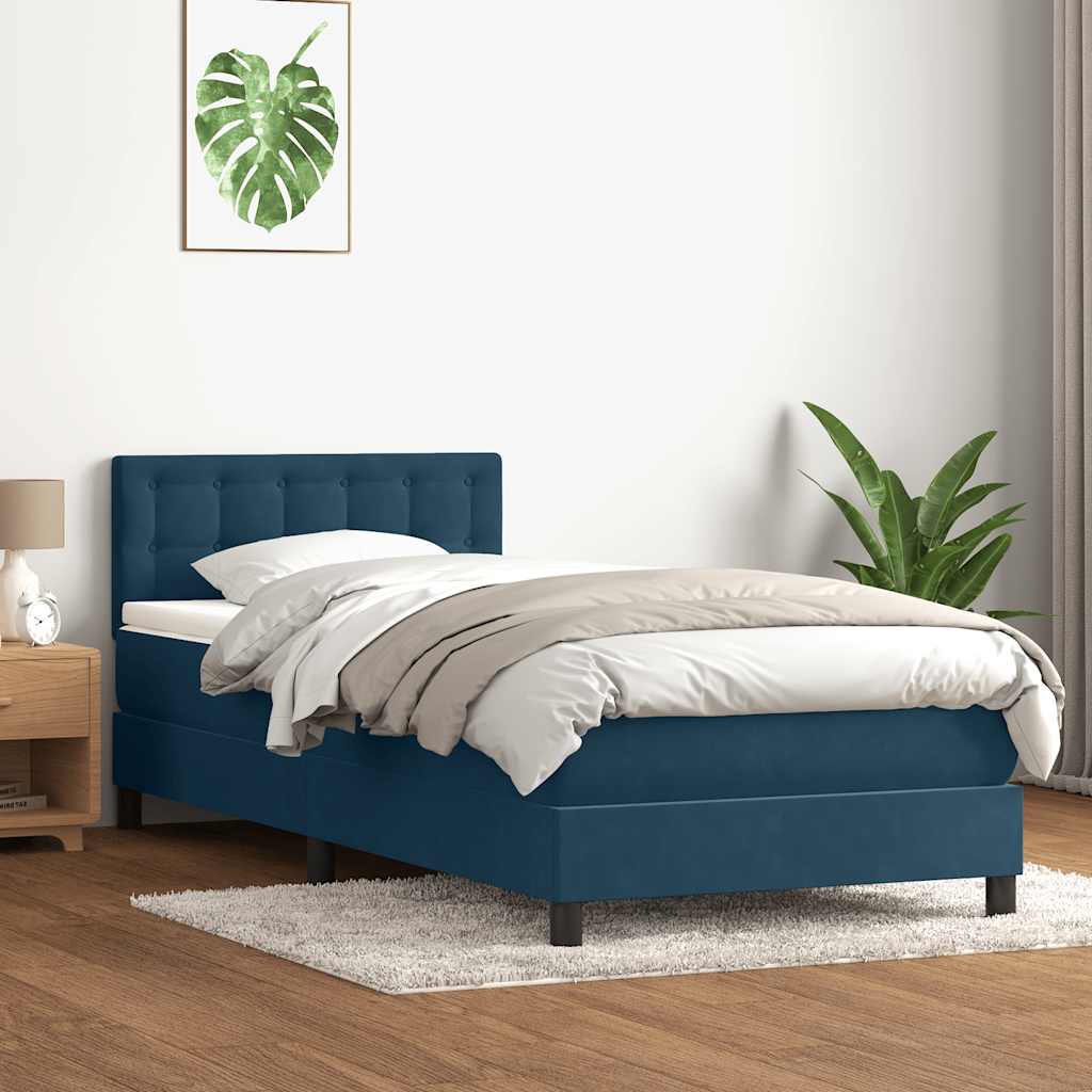 Boxspring met matras fluweel donkerblauw 80x210 cm is nu te koop bij PeponiXL, paradijselijk wonen!