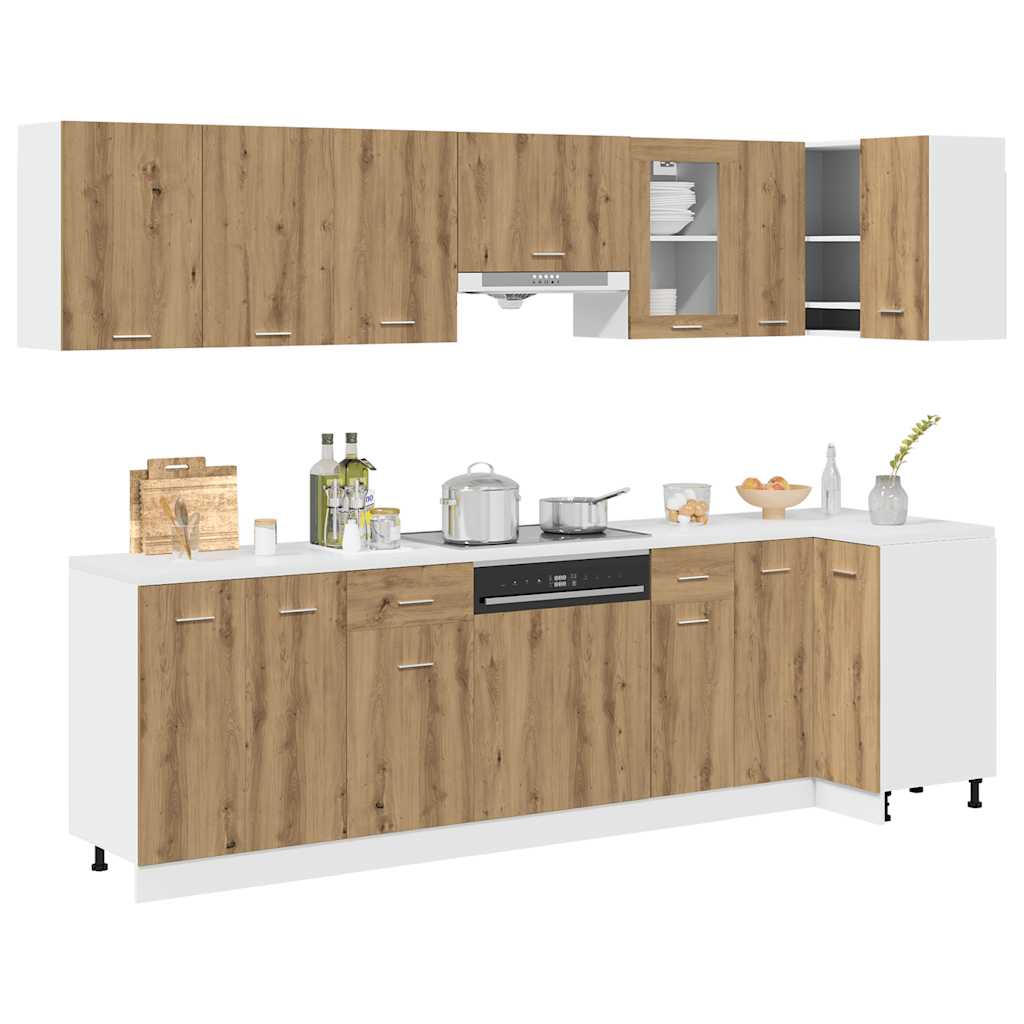 11-delige Keukenkastenset Lyon bewerkt hout artisanaal eiken is nu te koop bij PeponiXL, paradijselijk wonen!