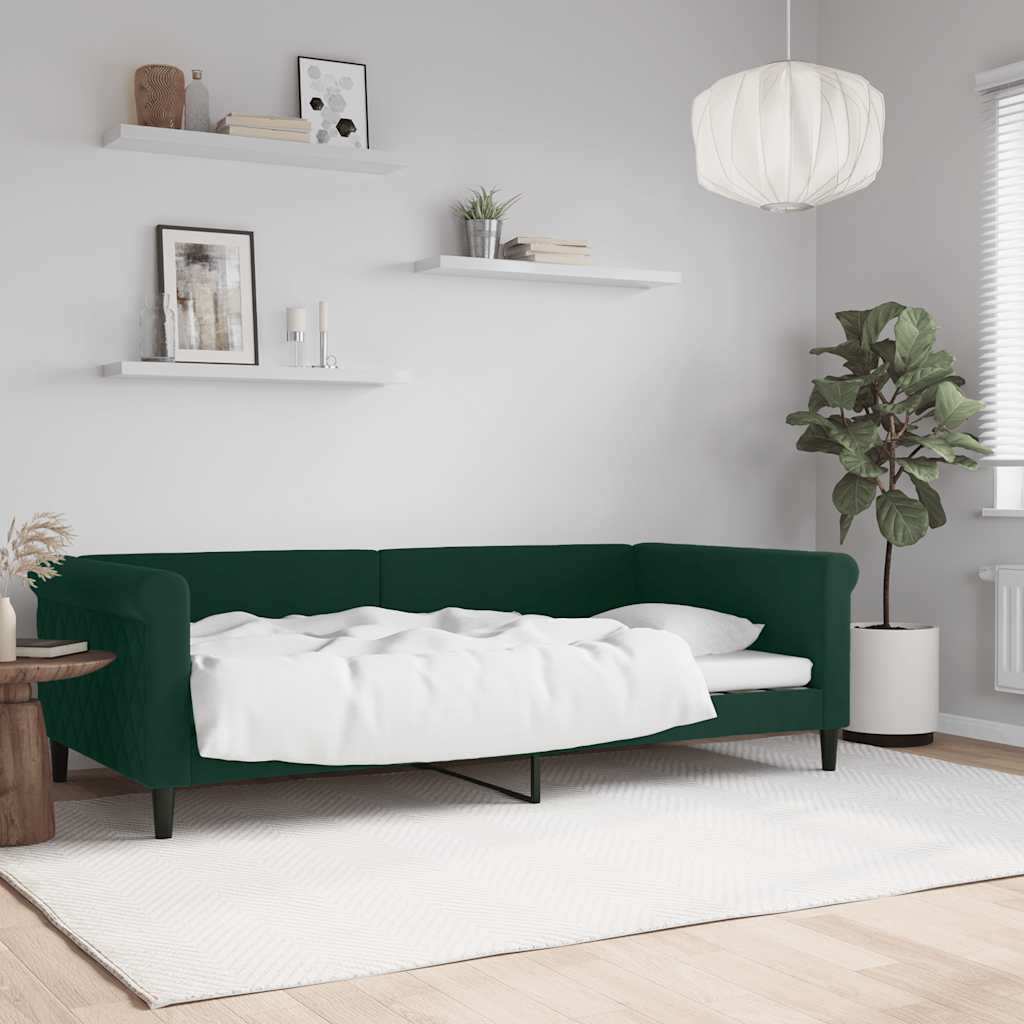 Slaapbank 100x200 cm fluweel donkergroen is nu te koop bij PeponiXL, paradijselijk wonen!