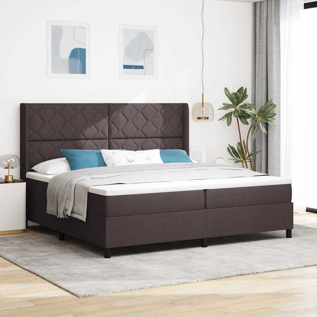 LED Box Spring Bed met matras Donkerbruin 200 x 200 cm Stof is nu te koop bij PeponiXL, paradijselijk wonen!