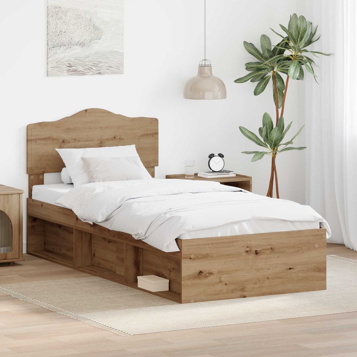 Bedframe Ambachtelijk eiken 75 x 190 cm Massief grenenhout is nu te koop bij PeponiXL, paradijselijk wonen!