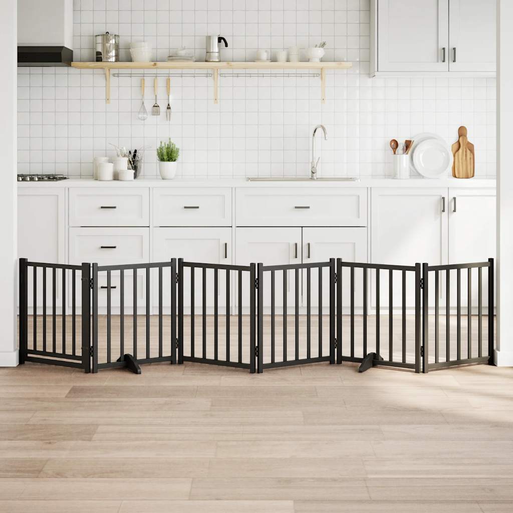 Hondenhek inklapbaar 6 panelen 300 cm massief vurenhout zwart is nu te koop bij PeponiXL, paradijselijk wonen!