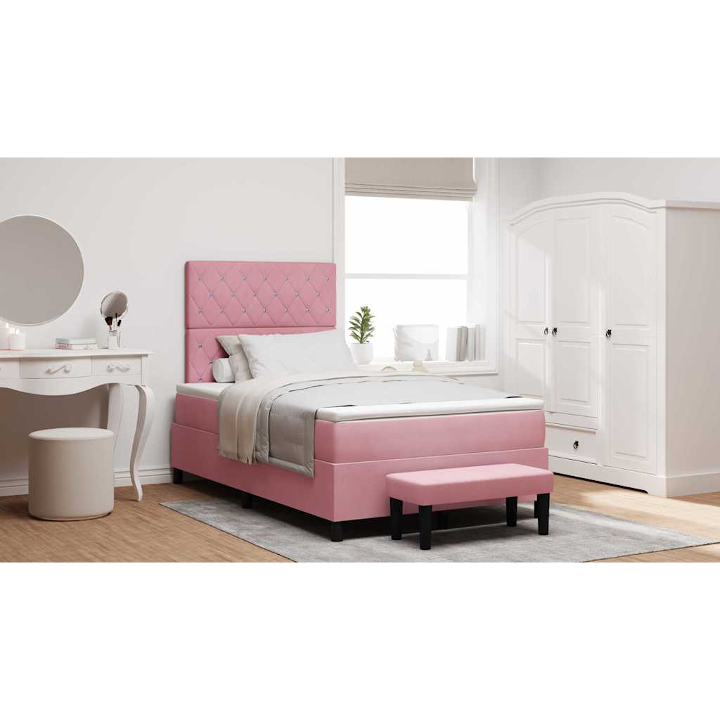 Boxspring bed met hoofdeinde Roze 200 x 120 cm Fluweel is nu te koop bij PeponiXL, paradijselijk wonen!