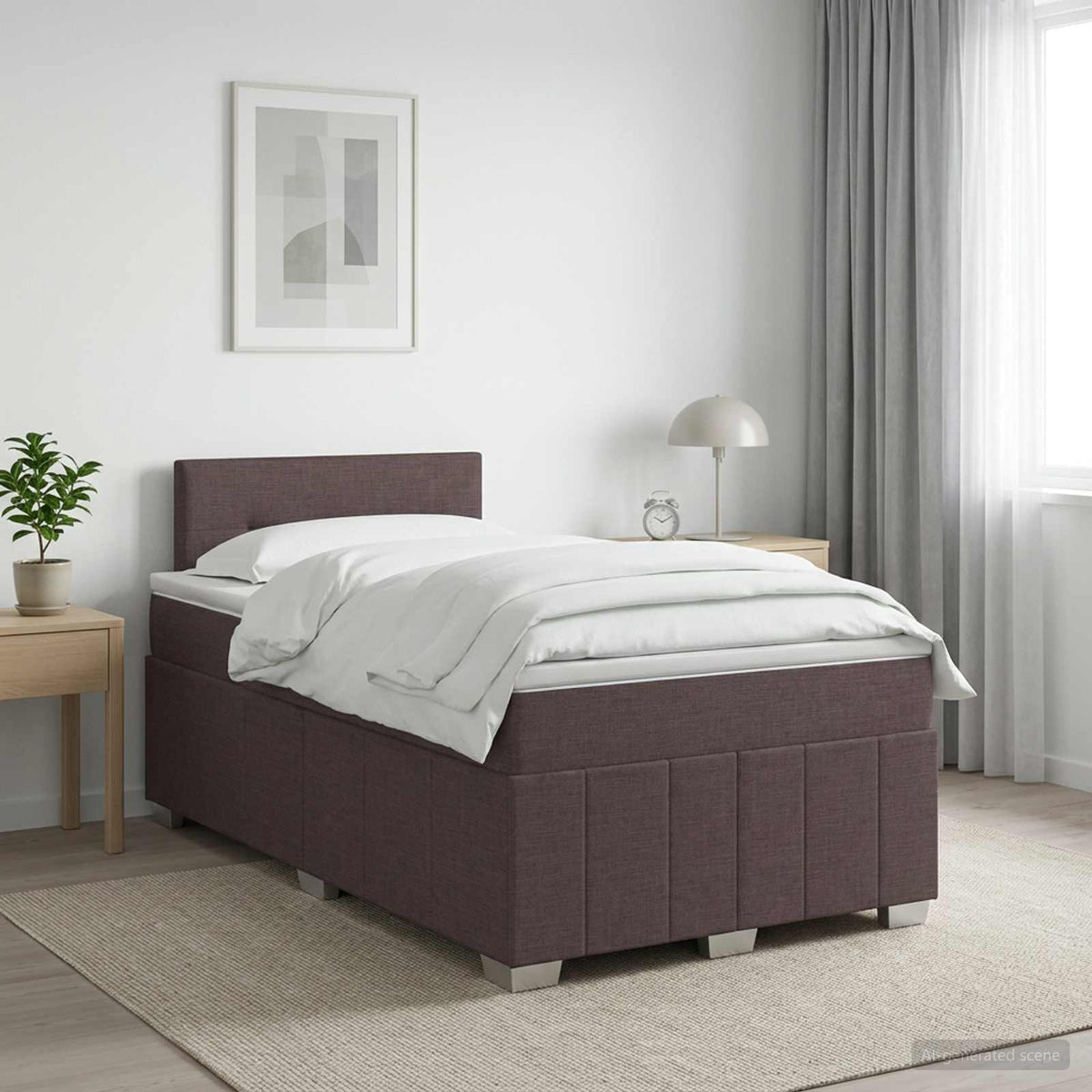 Boxspringbed met matras Donkerbruin 120 x 200 cm Stof is nu te koop bij PeponiXL, paradijselijk wonen!