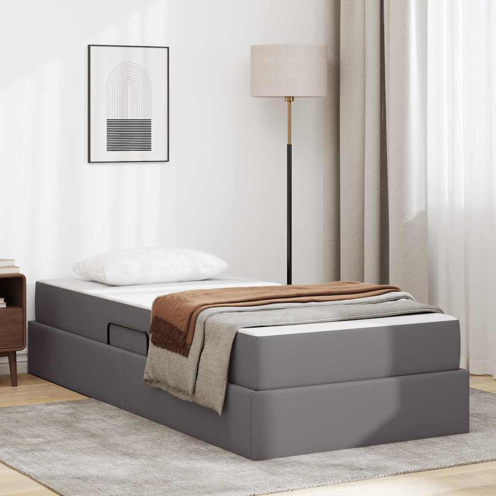 Opslag bed met matras met matras met opslag 2 pcs Grijs Leer is nu te koop bij PeponiXL, paradijselijk wonen!