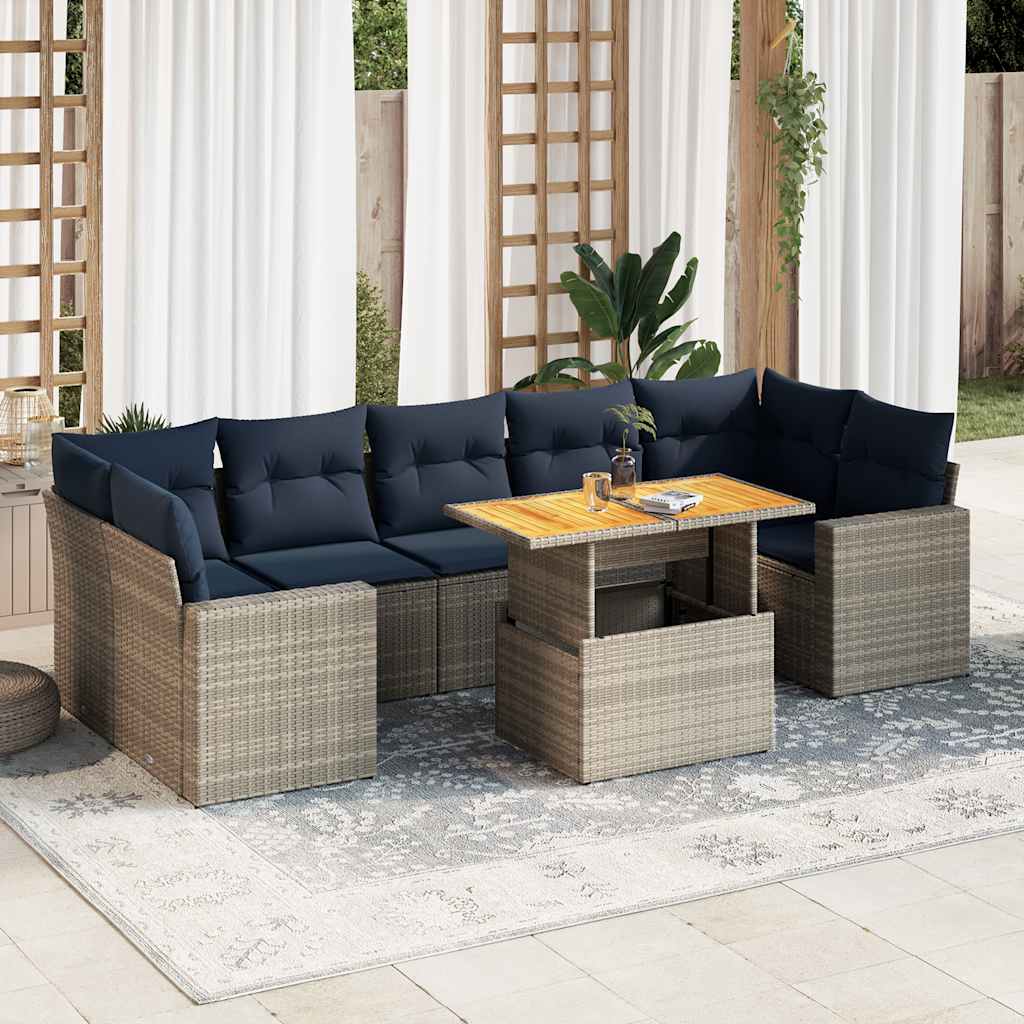 8-delige Loungeset met kussens poly rattan grijs is nu te koop bij PeponiXL, paradijselijk wonen!