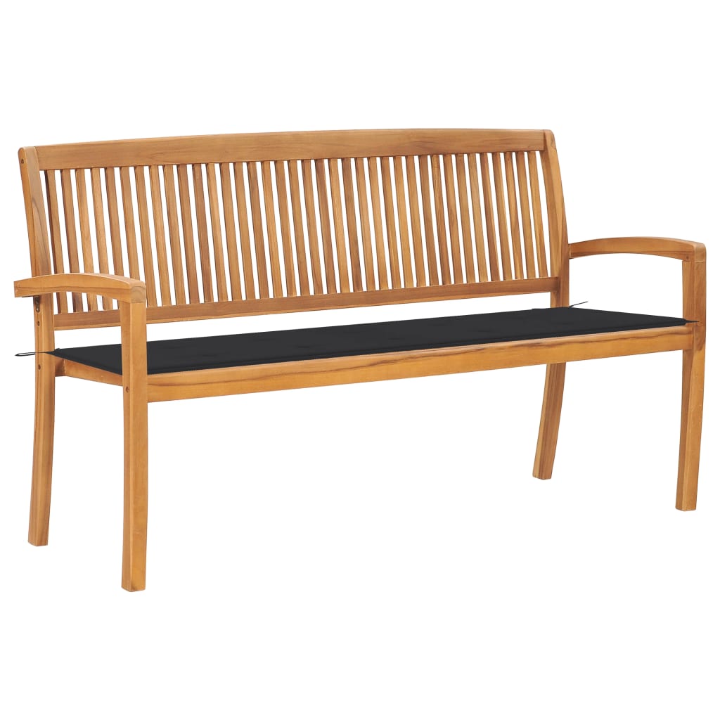 Tuinbank stapelbaar met kussen 159 cm massief teakhout is nu te koop bij PeponiXL, paradijselijk wonen!