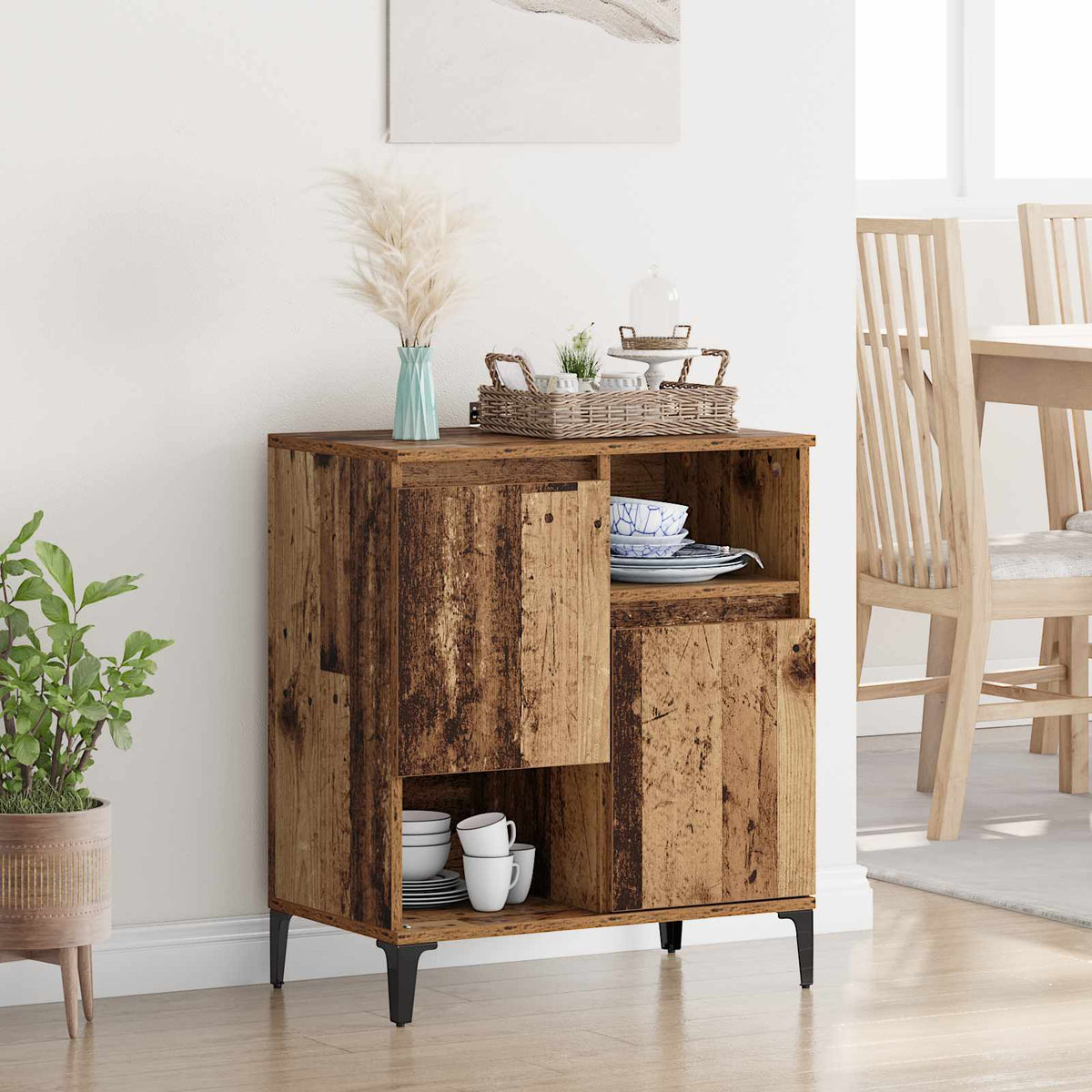 Dressoir Oudhout 60 x 35 x 70 cm Bewerkt hout is nu te koop bij PeponiXL, paradijselijk wonen!