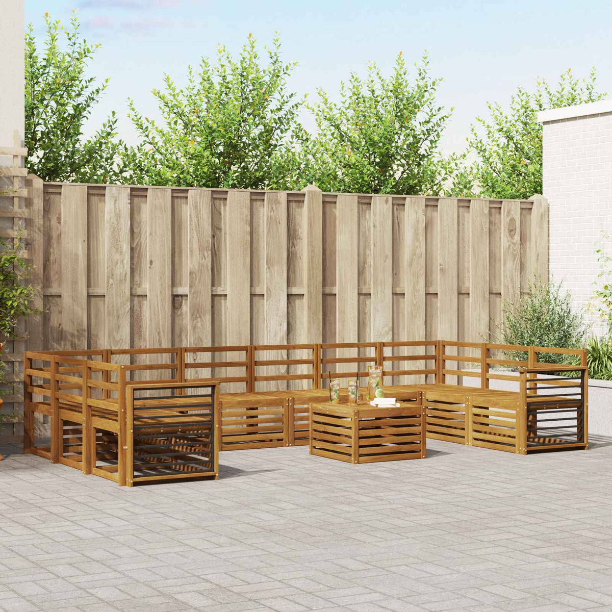Sofa-Sets 11 pcs Naturel Massief Acaciahout is nu te koop bij PeponiXL, paradijselijk wonen!