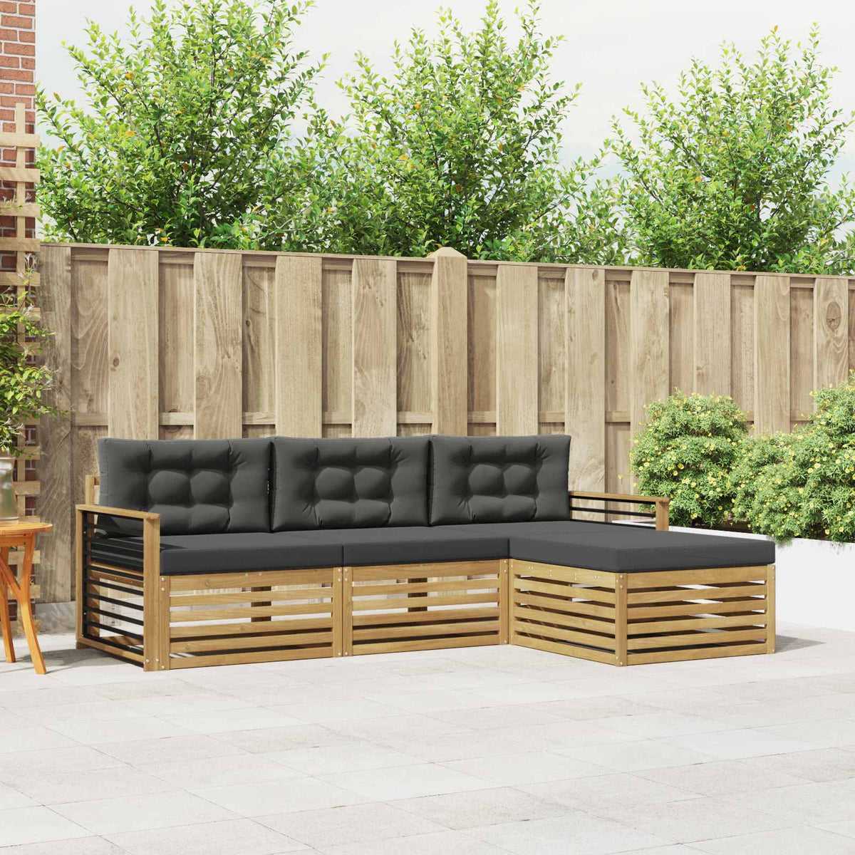 Buiten bankenset 4 pcs Wit en antracietkleurig Polyester is nu te koop bij PeponiXL, paradijselijk wonen!