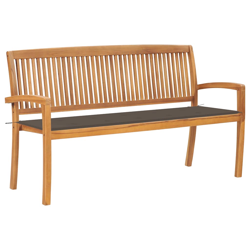 Tuinbank stapelbaar met kussen 159 cm massief teakhout is nu te koop bij PeponiXL, paradijselijk wonen!