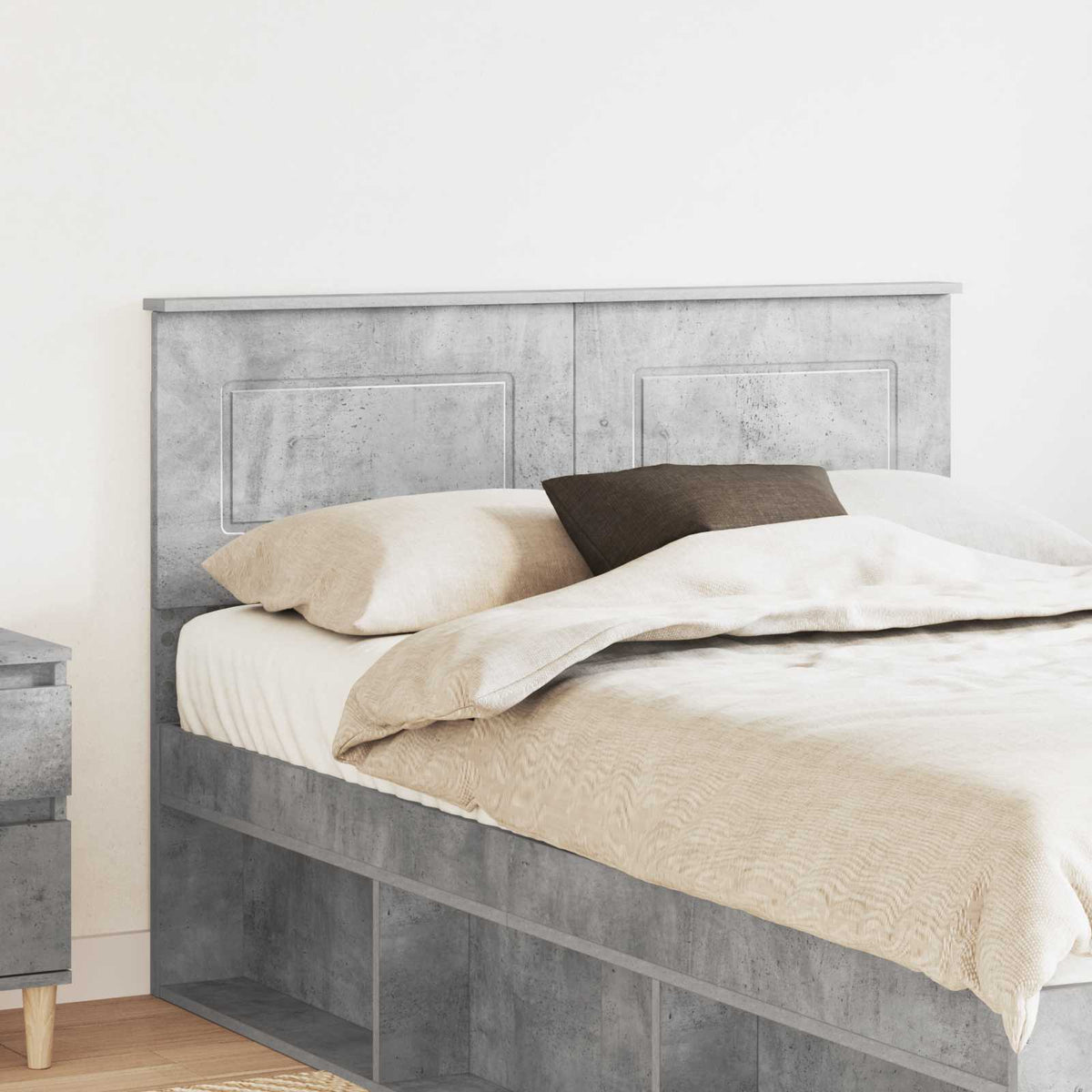 Hoofdbord Beton Grijs Bewerkt hout is nu te koop bij PeponiXL, paradijselijk wonen!