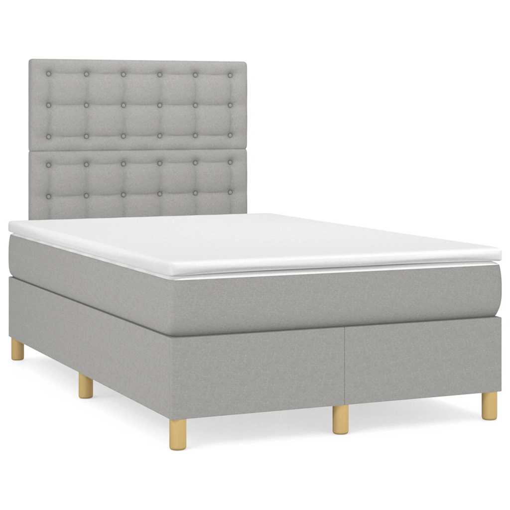 Boxspring met matras stof lichtgrijs 120x190 cm is nu te koop bij PeponiXL, paradijselijk wonen!