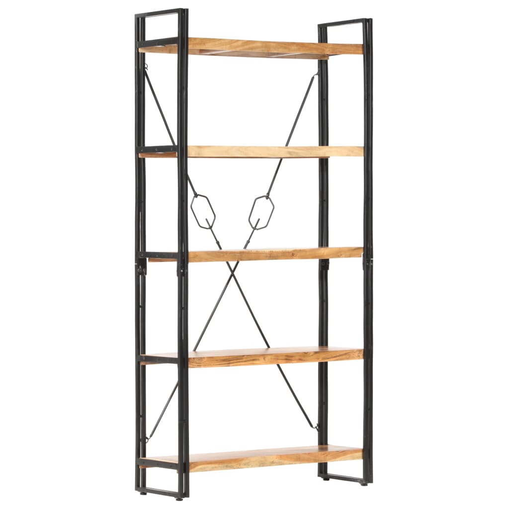 Boekenkast met 5 schappen 90x30x180 cm massief acaciahout is nu te koop bij PeponiXL, paradijselijk wonen!