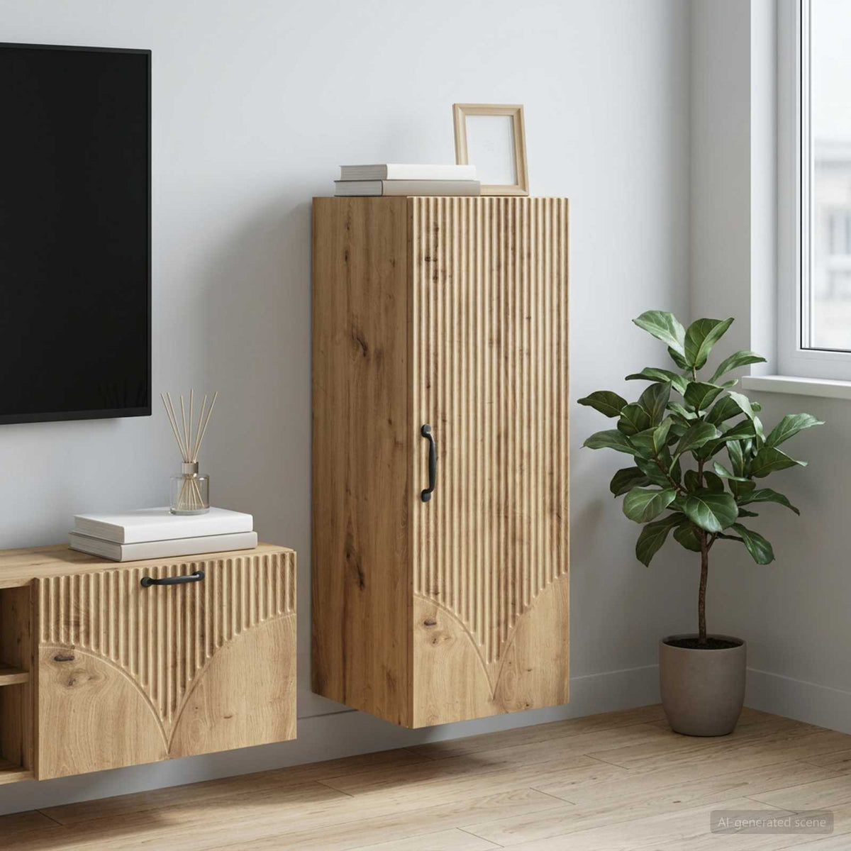 Wandkast 33 x 34,5 x 90 cm Bewerkt hout Artisanaal eiken is nu te koop bij PeponiXL, paradijselijk wonen!