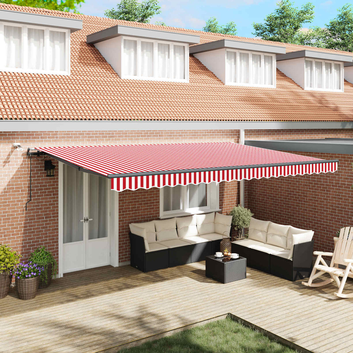 Luifeldoek met Rood en Wit 500 × 350 cm Polyester is nu te koop bij PeponiXL, paradijselijk wonen!