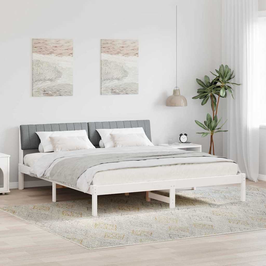 Bedframe Wit en lichtgrijs 180 x 200 cm Massief grenenhout is nu te koop bij PeponiXL, paradijselijk wonen!