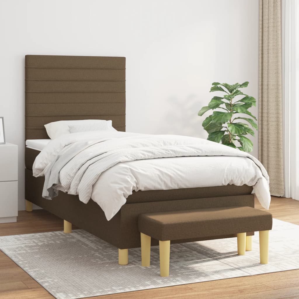 Boxspring met matras stof donkerbruin 80x200 cm is nu te koop bij PeponiXL, paradijselijk wonen!