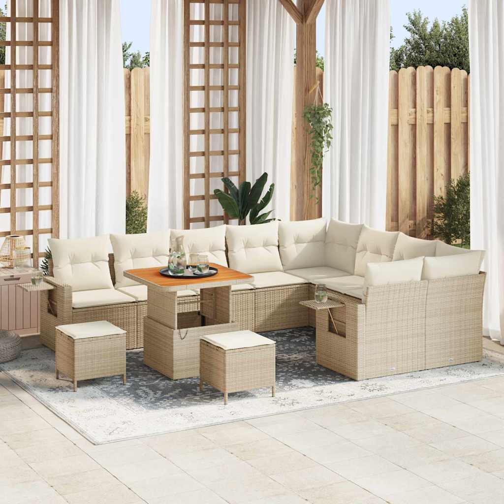 Tuinbankenset 12 st 11-Aantal zitplaatsen Beige en Crème is nu te koop bij PeponiXL, paradijselijk wonen!