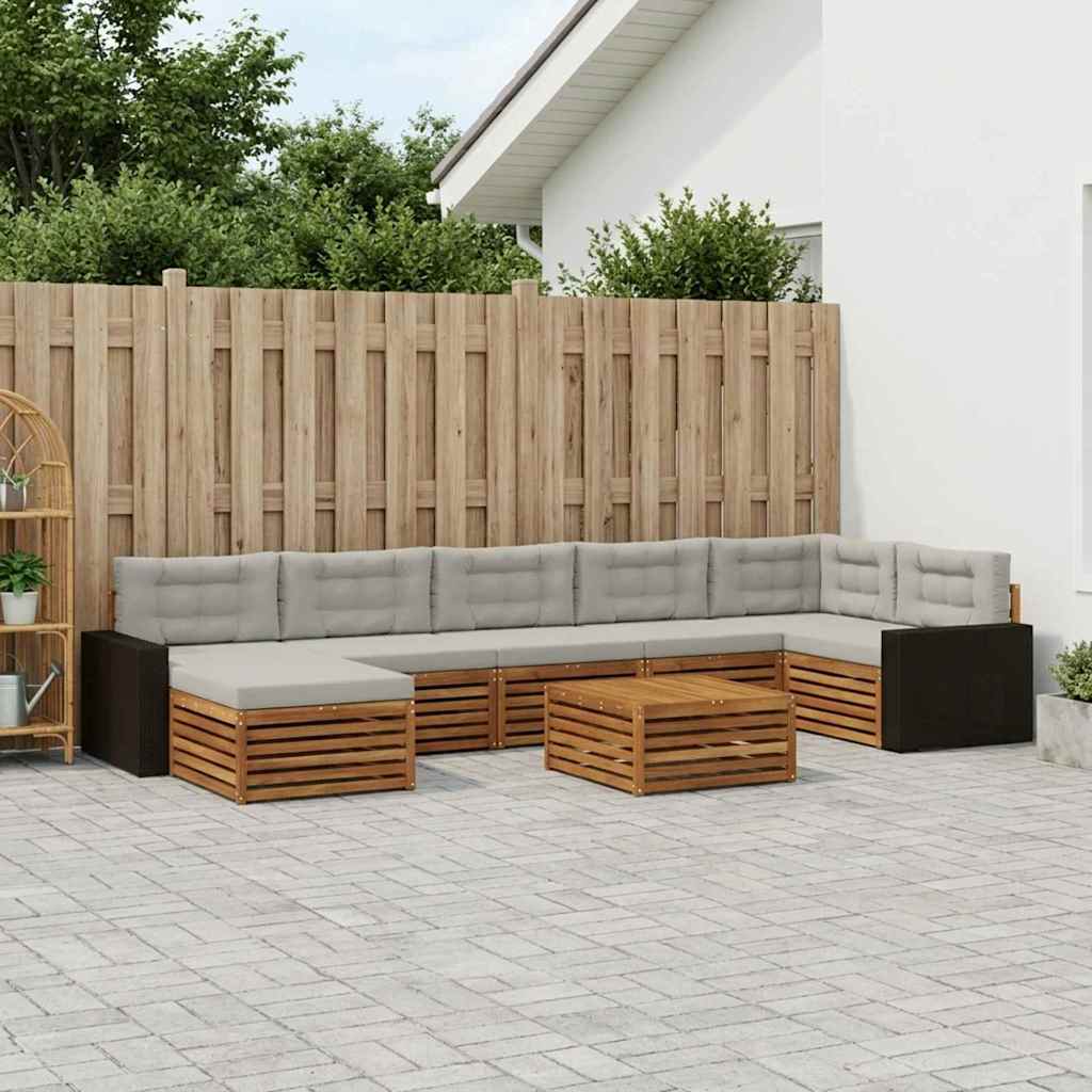 Buiten bankenset met kussen 8 pcs Naturel en lichtgrijs is nu te koop bij PeponiXL, paradijselijk wonen!