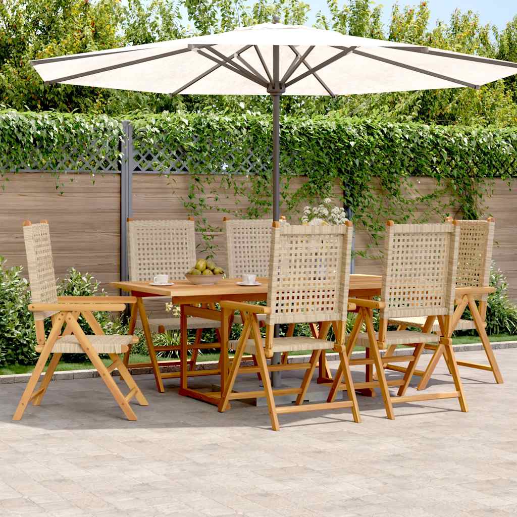 7-delige Tuinset poly rattan en massief hout beige is nu te koop bij PeponiXL, paradijselijk wonen!