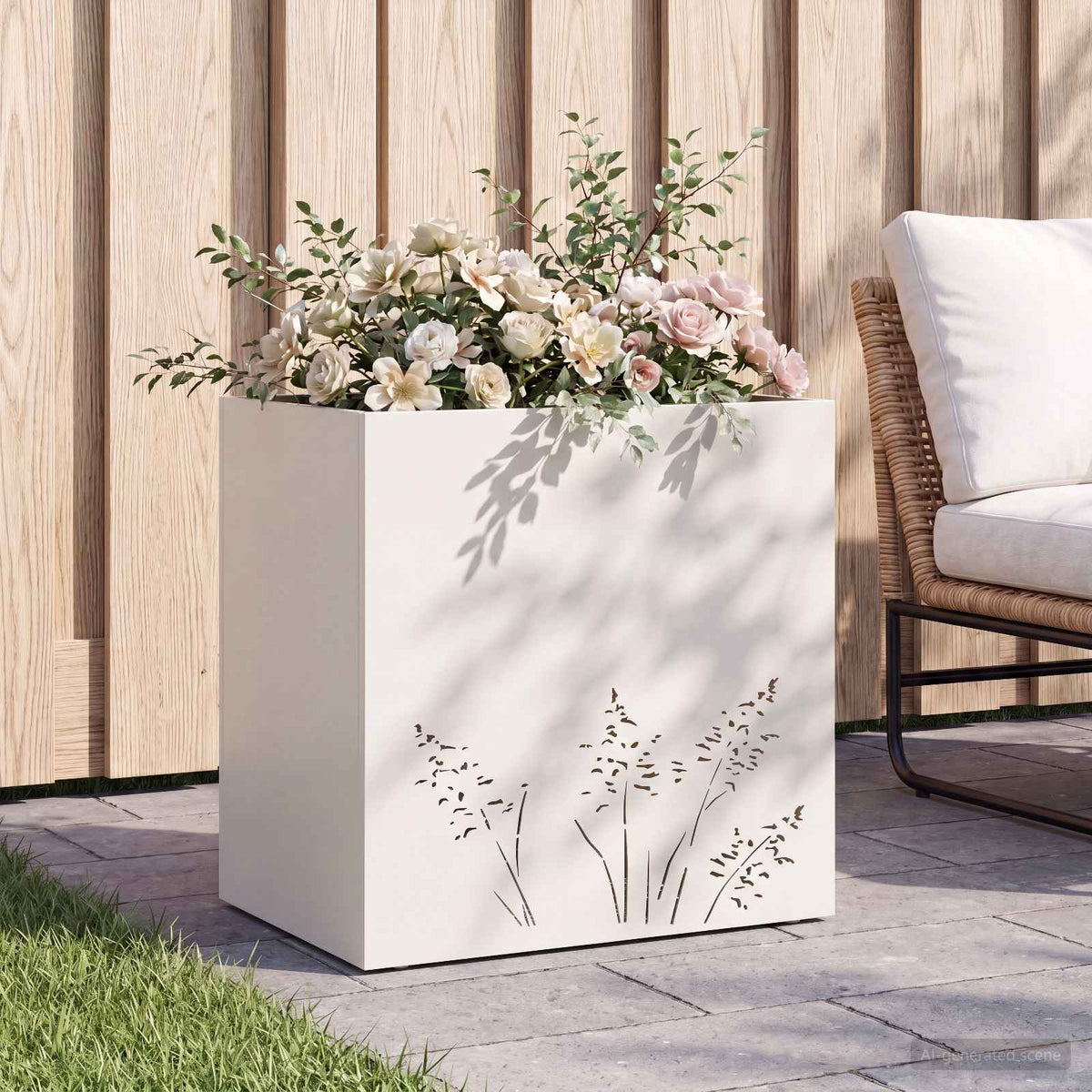 Plantenbak Wit 50 x 30 x 49 cm Koudgewalst staal is nu te koop bij PeponiXL, paradijselijk wonen!