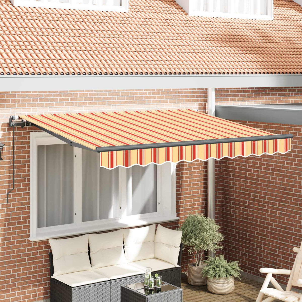 Inklapbaar Zonnescherm Geel 350 x 200 cm Stof is nu te koop bij PeponiXL, paradijselijk wonen!