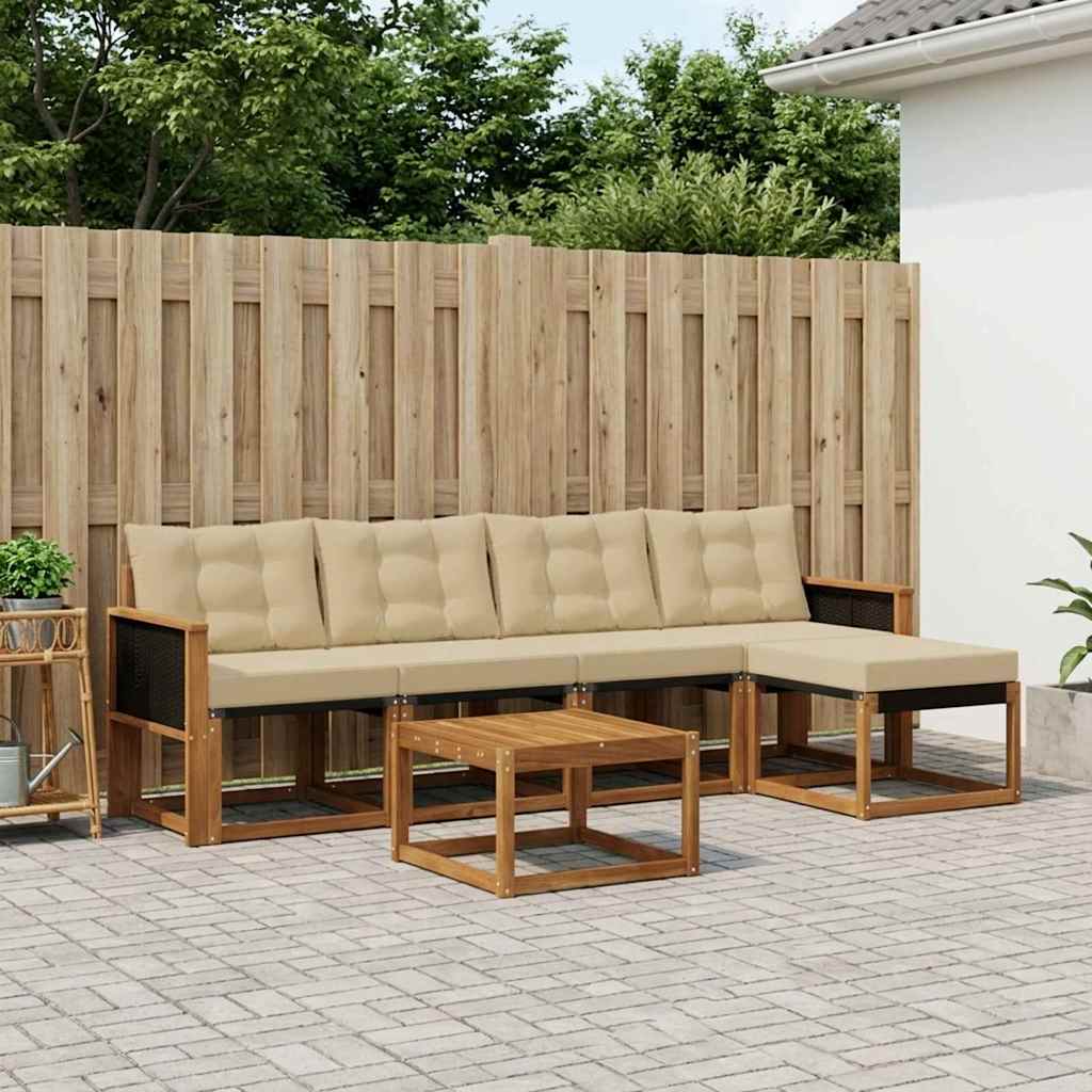 Buiten bankenset met kussen 6 pcs Natuurlijk en Beige is nu te koop bij PeponiXL, paradijselijk wonen!
