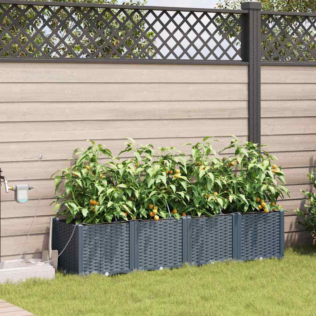 Tuin Bloempot 4 pcs Licht Grijs Kunststof is nu te koop bij PeponiXL, paradijselijk wonen!