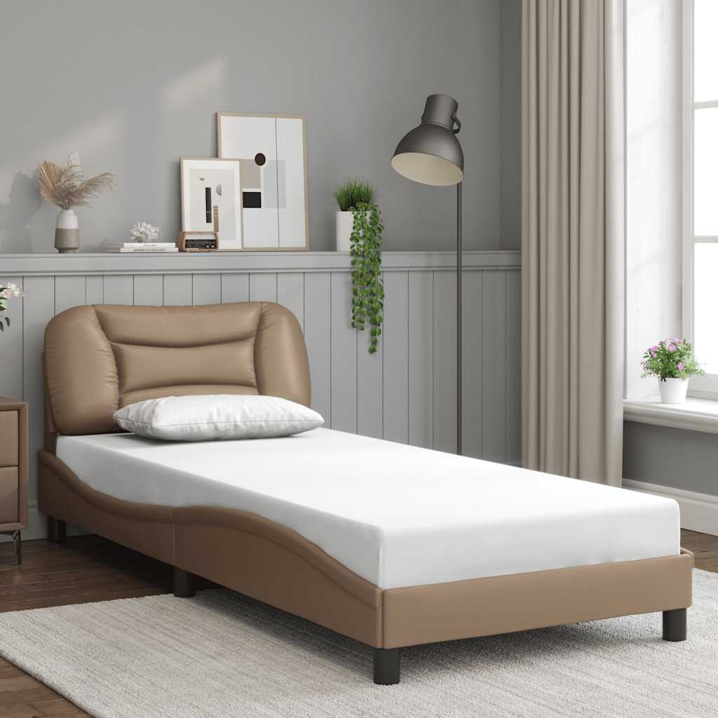 Bedframe zonder matras "Hvar" kunstleer cappucinnokleurig 90x190 cm is nu te koop bij PeponiXL, paradijselijk wonen!