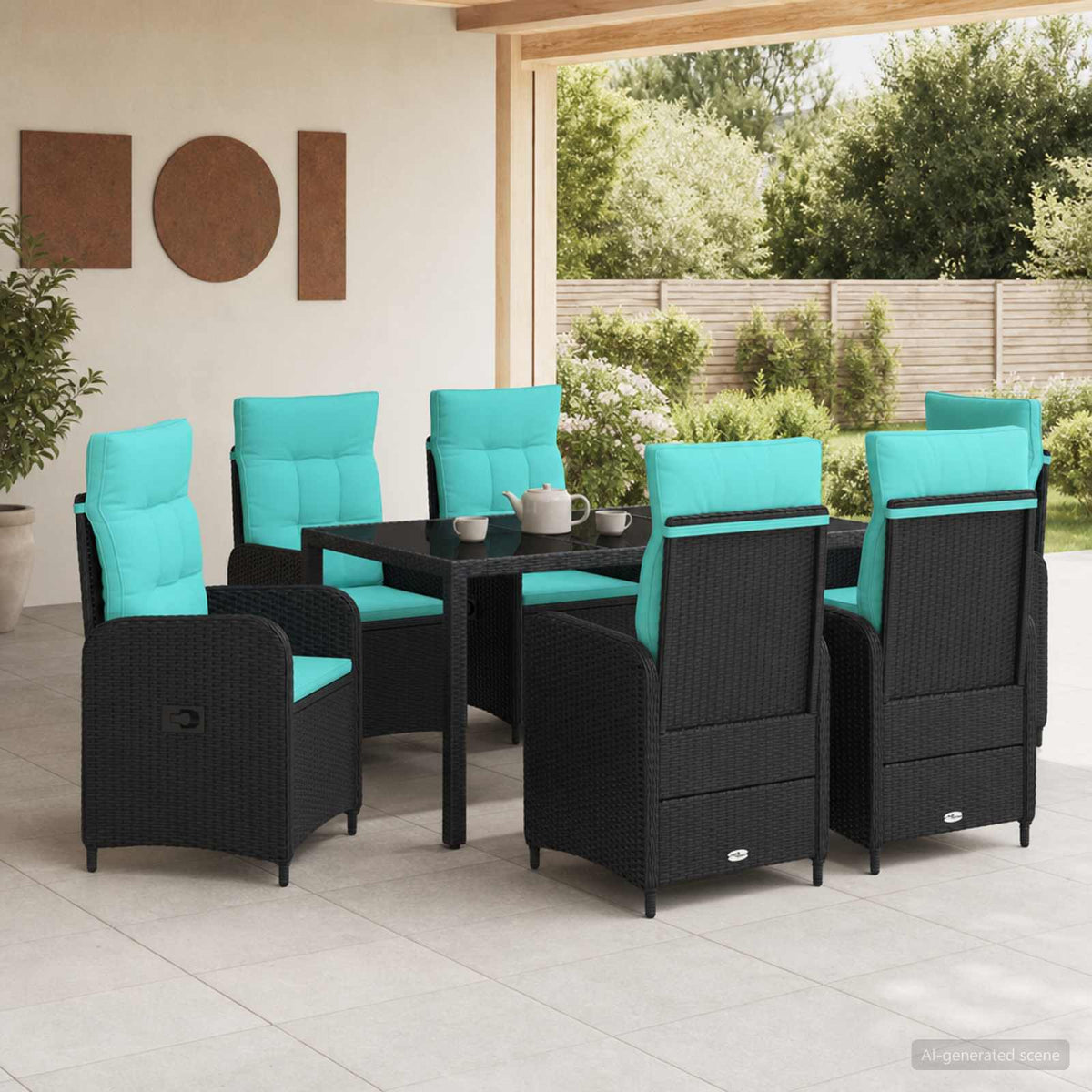 Buiten eettafelset 7 pcs poly rattan is nu te koop bij PeponiXL, paradijselijk wonen!