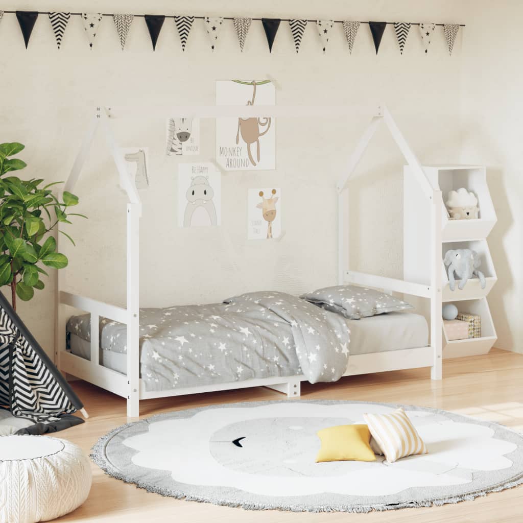 Kinderbedframe 80x160 cm massief grenenhout wit is nu te koop bij PeponiXL, paradijselijk wonen!