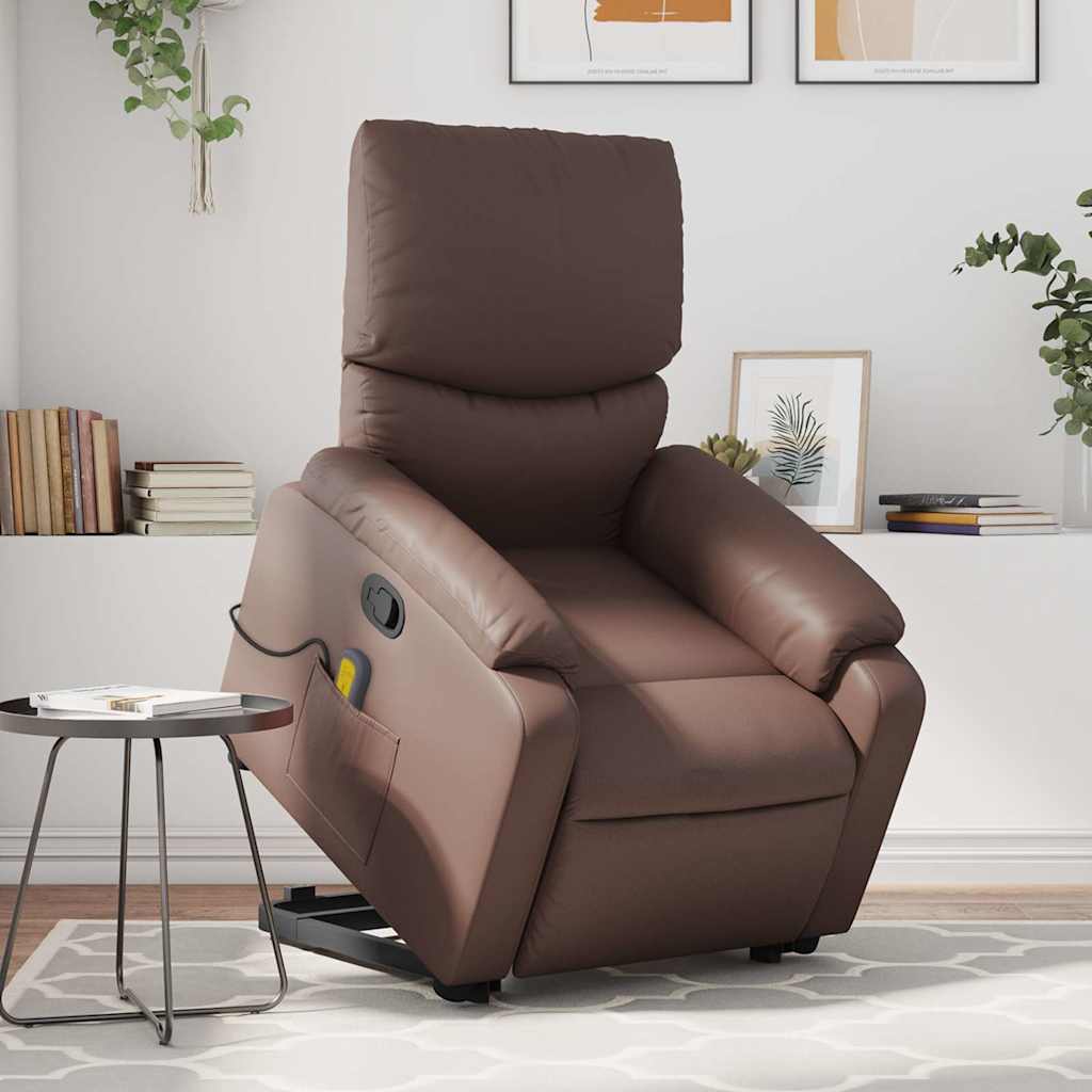 Sta-op-massagestoel verstelbaar kunstleer bruin is nu te koop bij PeponiXL, paradijselijk wonen!