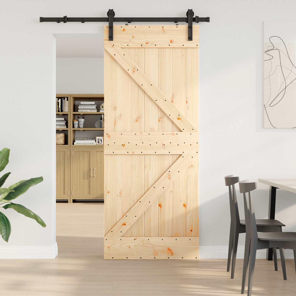 Schuifdeur NARVIK Naturel en Zwart 85 x 210 cm (152,5 cm) is nu te koop bij PeponiXL, paradijselijk wonen!