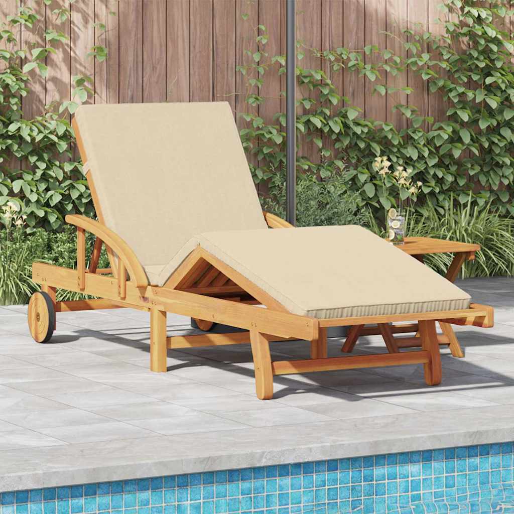Ligstoel 2 pcs Beige Massief Acaciahout is nu te koop bij PeponiXL, paradijselijk wonen!