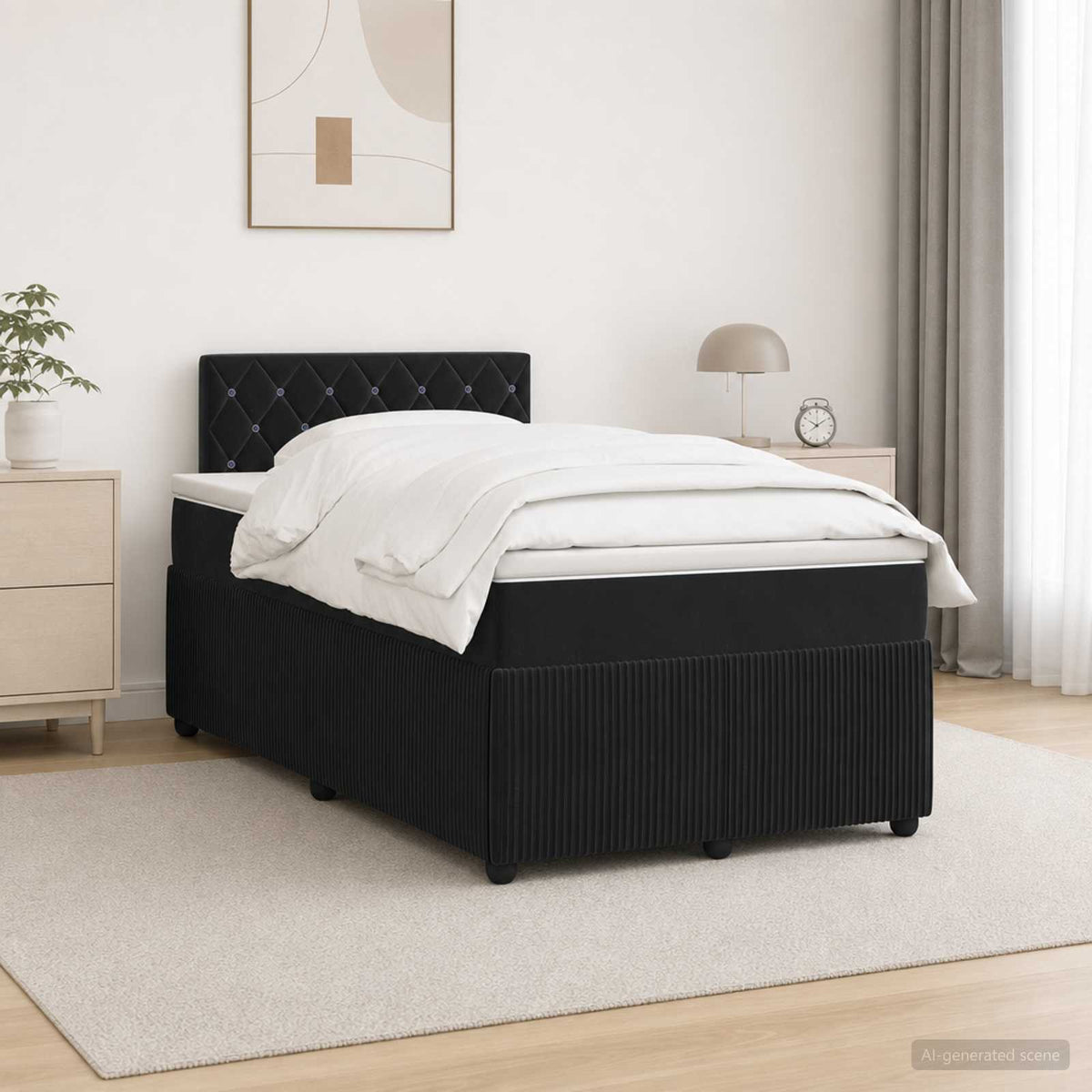 Boxspringbed met matras Zwart 120 x 190 cm Fluweel is nu te koop bij PeponiXL, paradijselijk wonen!