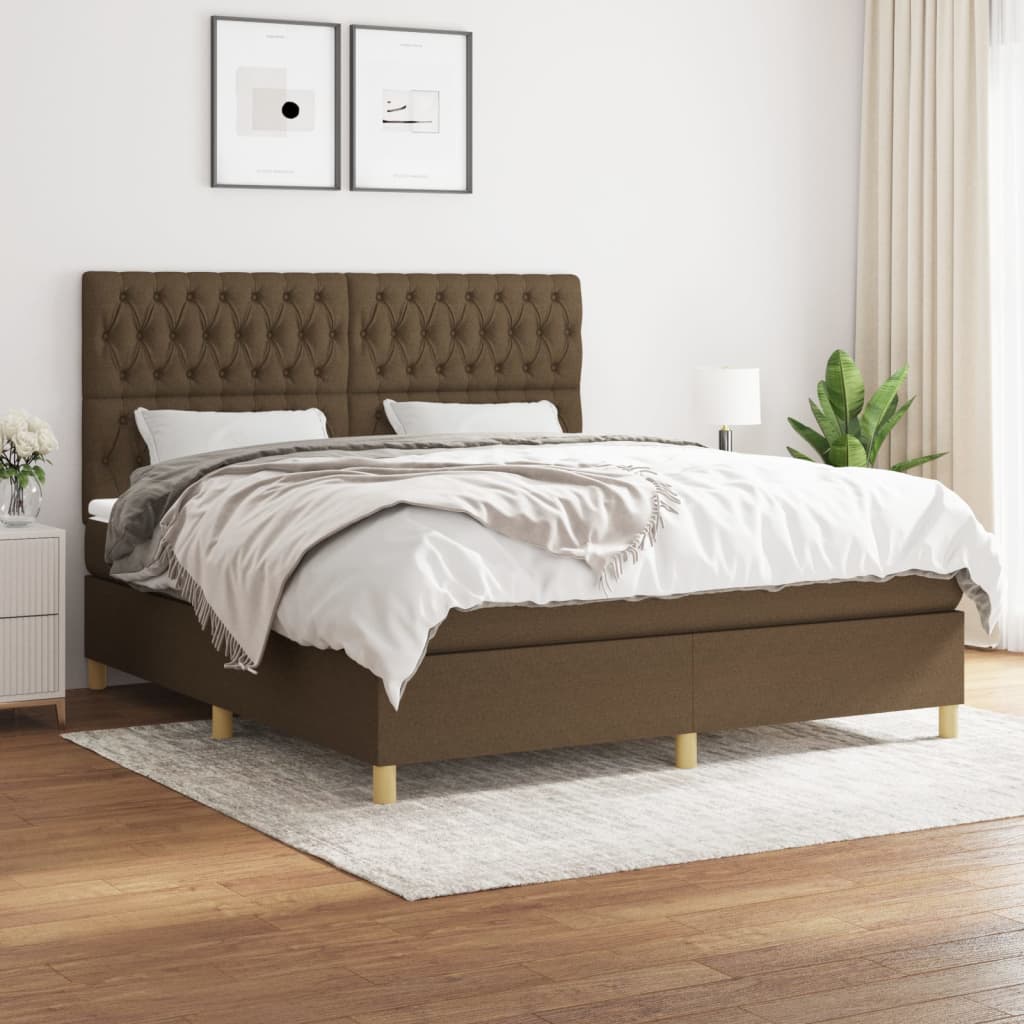 Boxspring met matras stof donkerbruin 180x200 cm is nu te koop bij PeponiXL, paradijselijk wonen!
