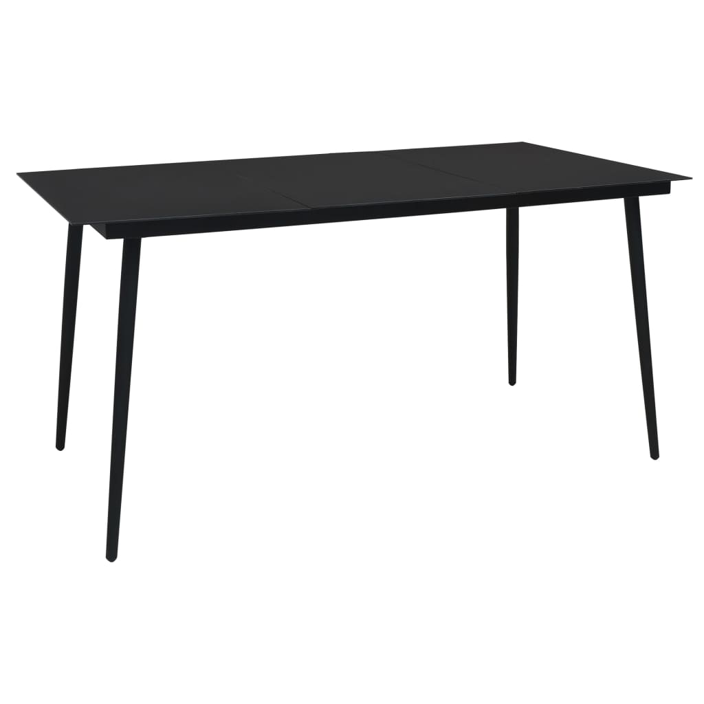 Tuintafel 190x90x74 cm staal en glas zwart is nu te koop bij PeponiXL, paradijselijk wonen!