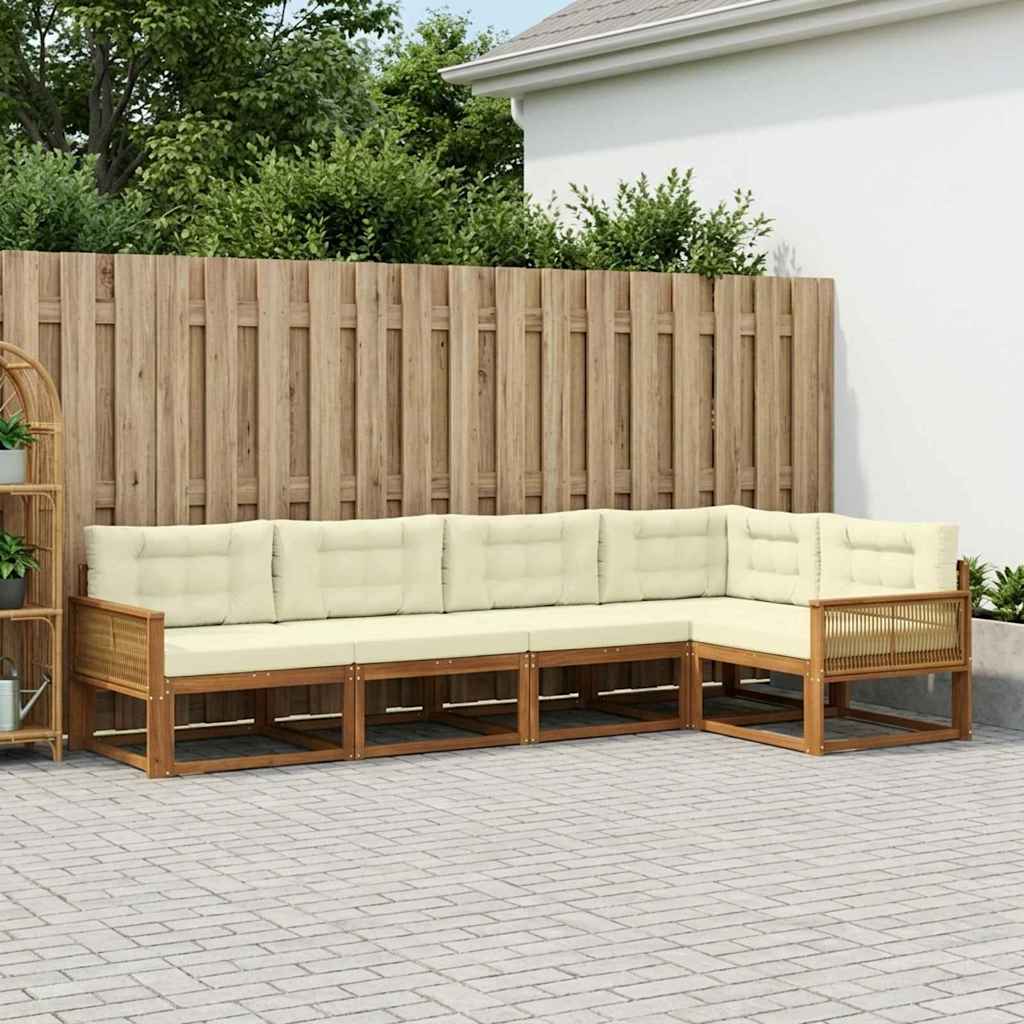 Buiten bankenset met kussen 5 pcs Natuurlijk en Crème is nu te koop bij PeponiXL, paradijselijk wonen!